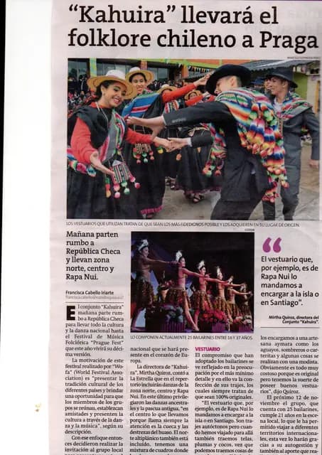 Recorte de diario sobre el viaje de Kahuira a Praga